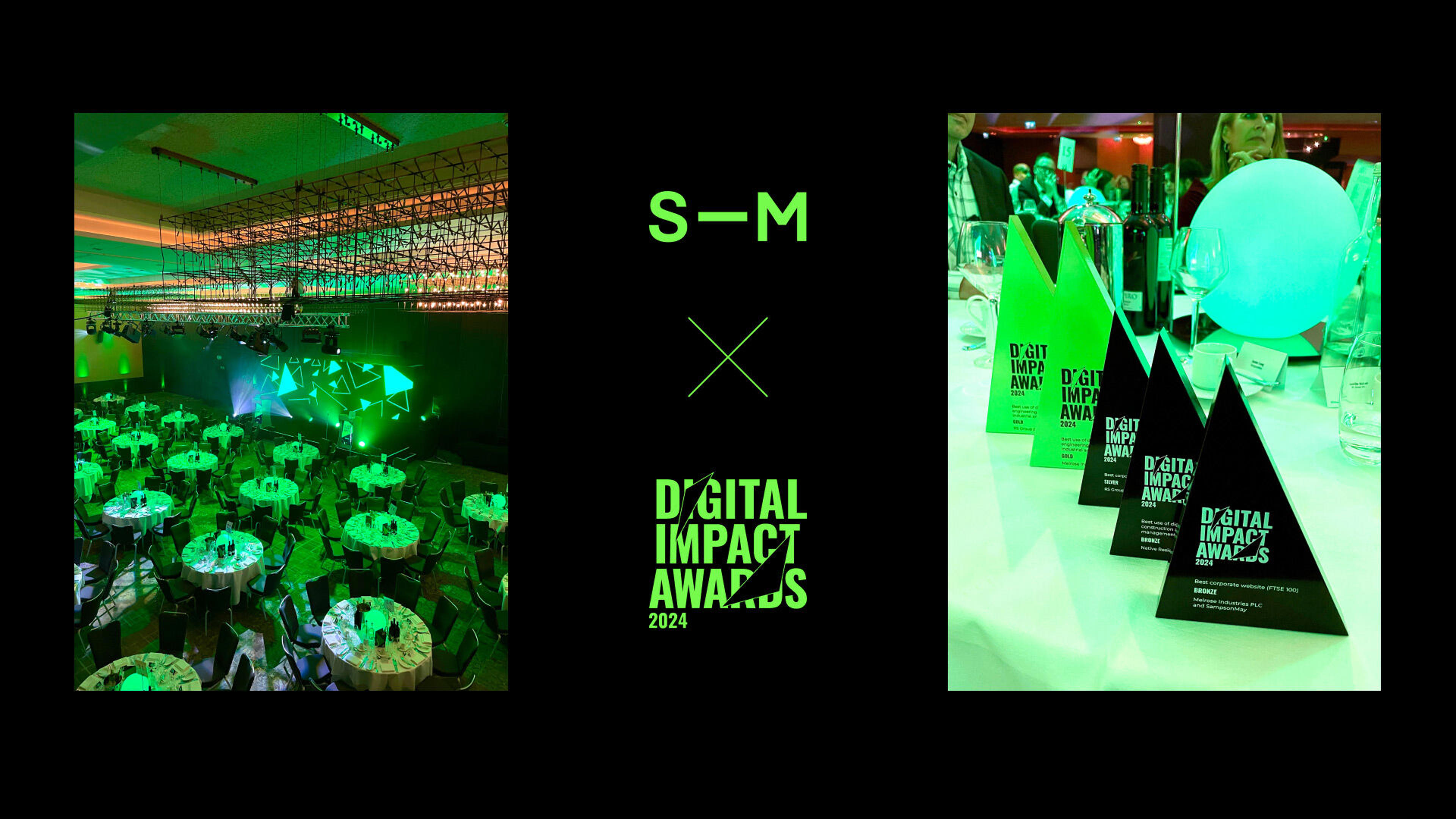 Image of award trophies and Hilton Bankside venue